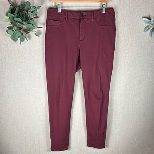 41 Hawthorn > Burgundy Skinny Work Pants Zipper Feature 12